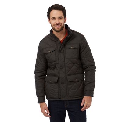 Big and Tall dark brown pocket quilted jacket